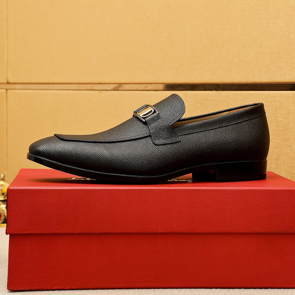 Ferragamo Black Buckle Loafers — hero