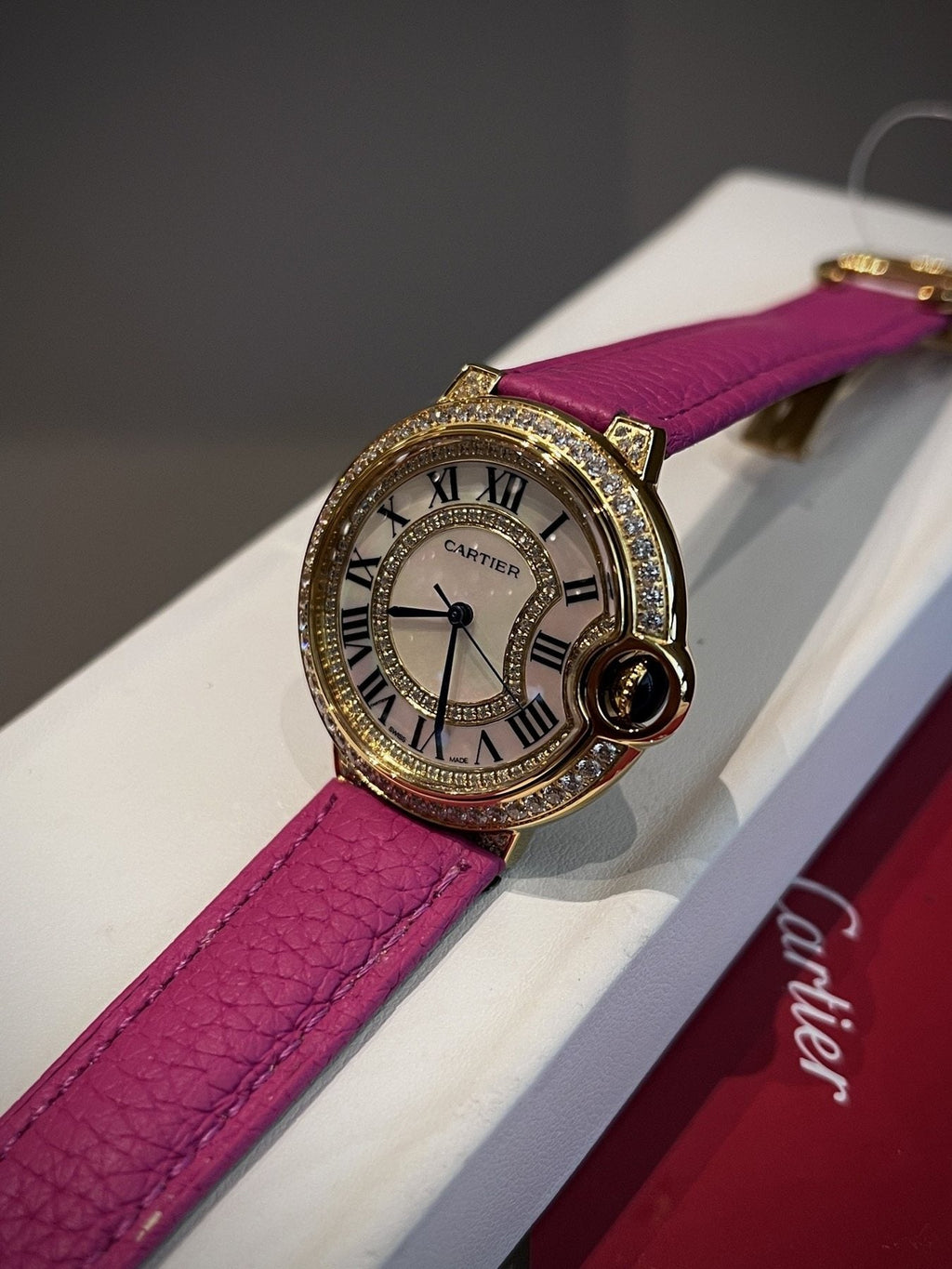 Cartier Pink Gold Strap Watch — front
