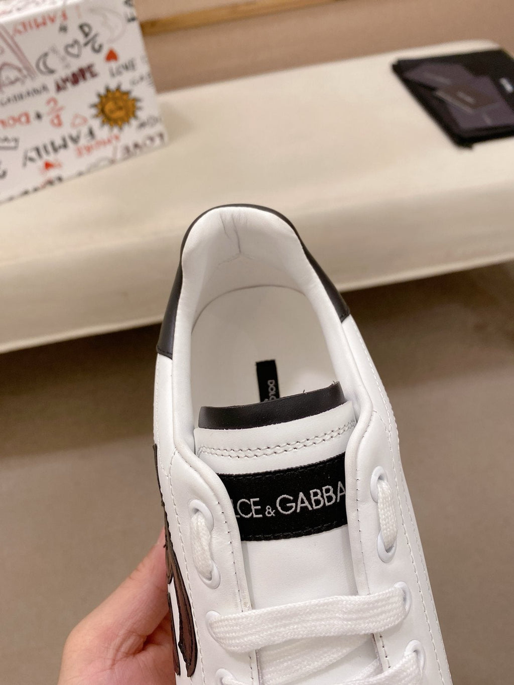 Dolce & Gabbana White Black Accent Sneakers — detail