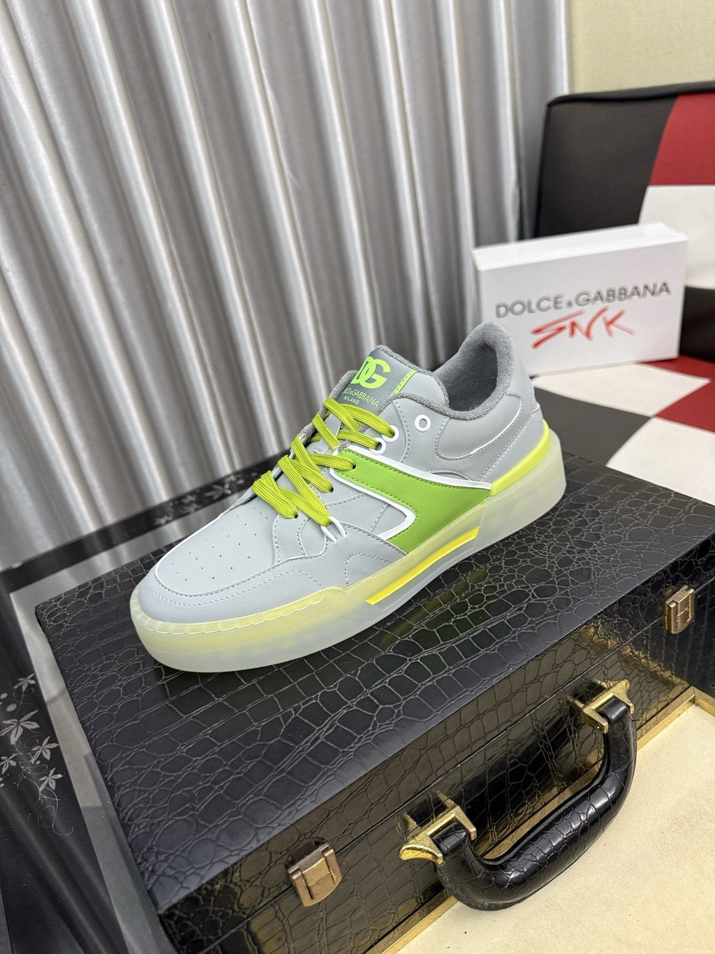 Dolce & Gabbana Lime Accent Low-Top Sneakers — hero