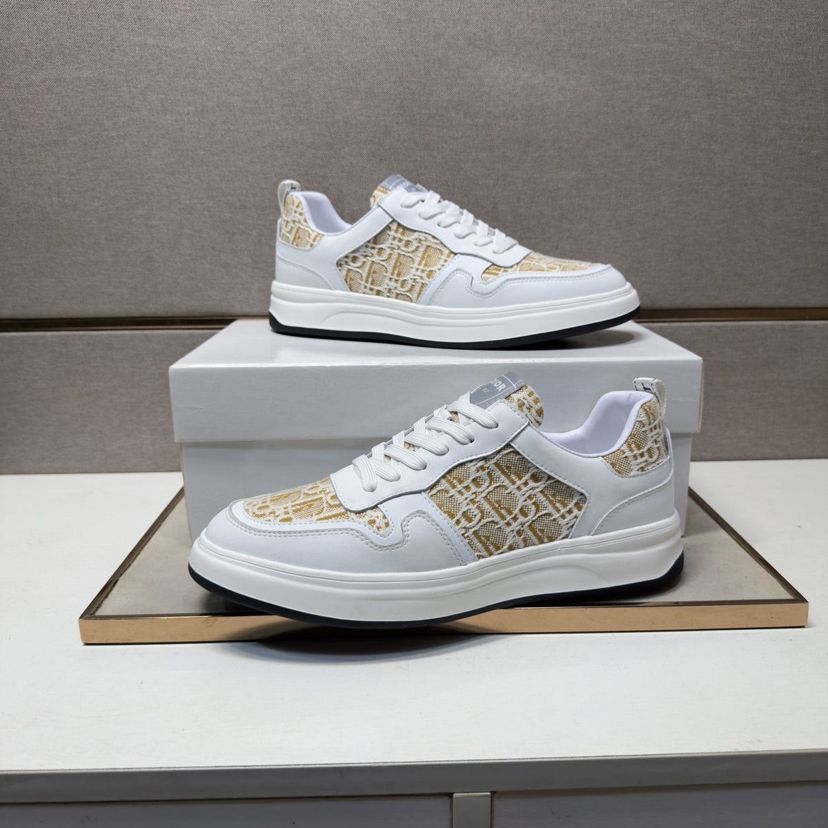 Dior Men's Patterned Panel Low-Top Sneakers — model