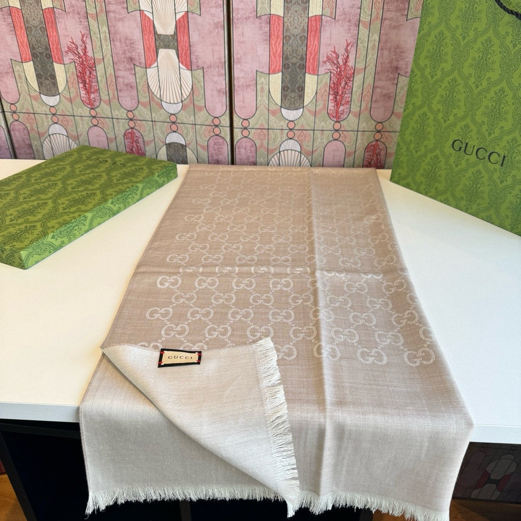 Gucci Fringed Monogram Scarf — front