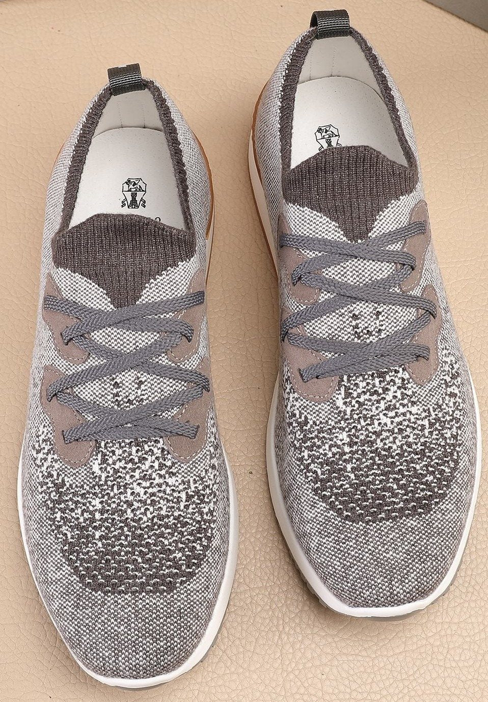 Brunello Cucinelli Knit Lace-Up Sneakers — hero