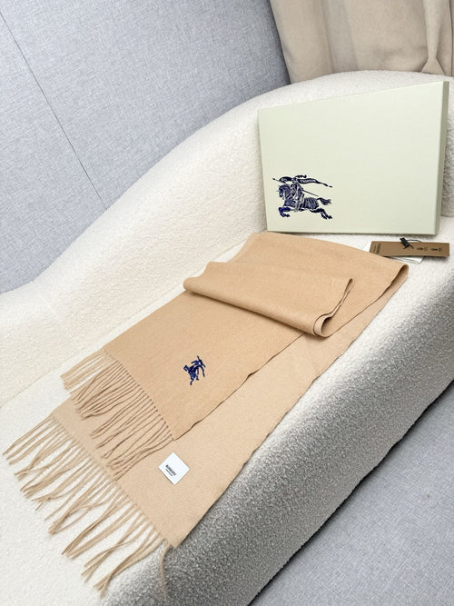 Burberry Embroidered Reversible Fringed Scarf — front