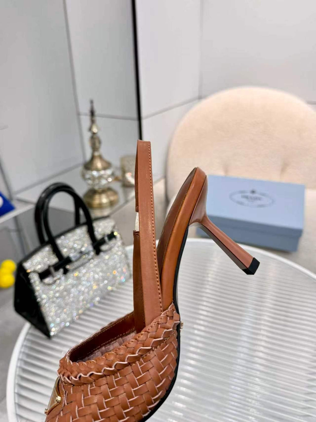 Prada Woven Slingback Pumps — front