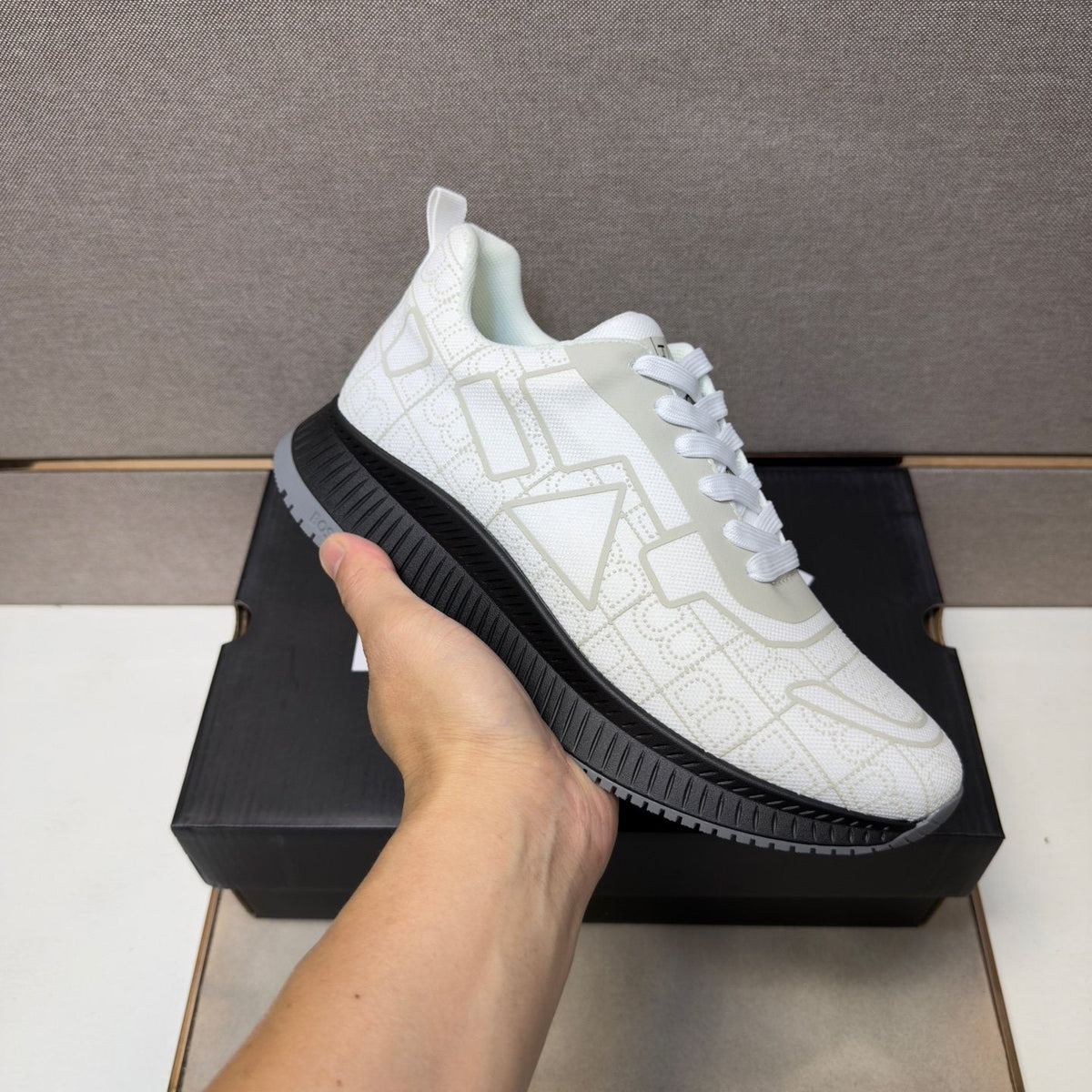 BOSS Navy Blue and Black Low-Top Sneakers — model