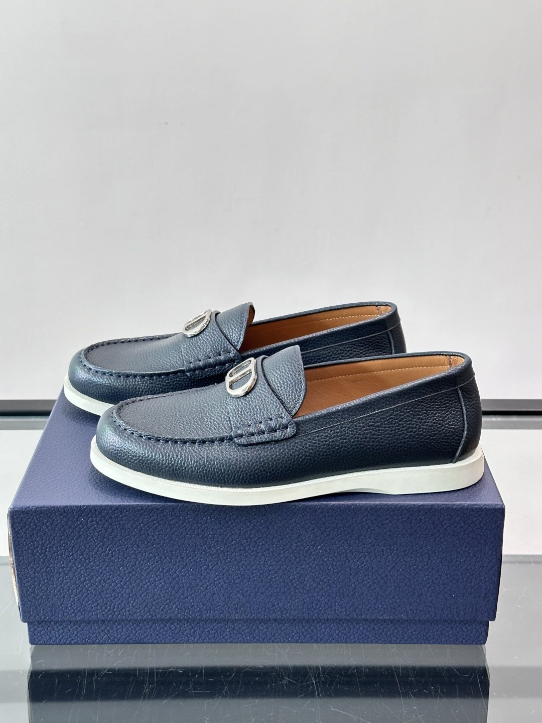Dior Black Textured Slip-On Loafers — side