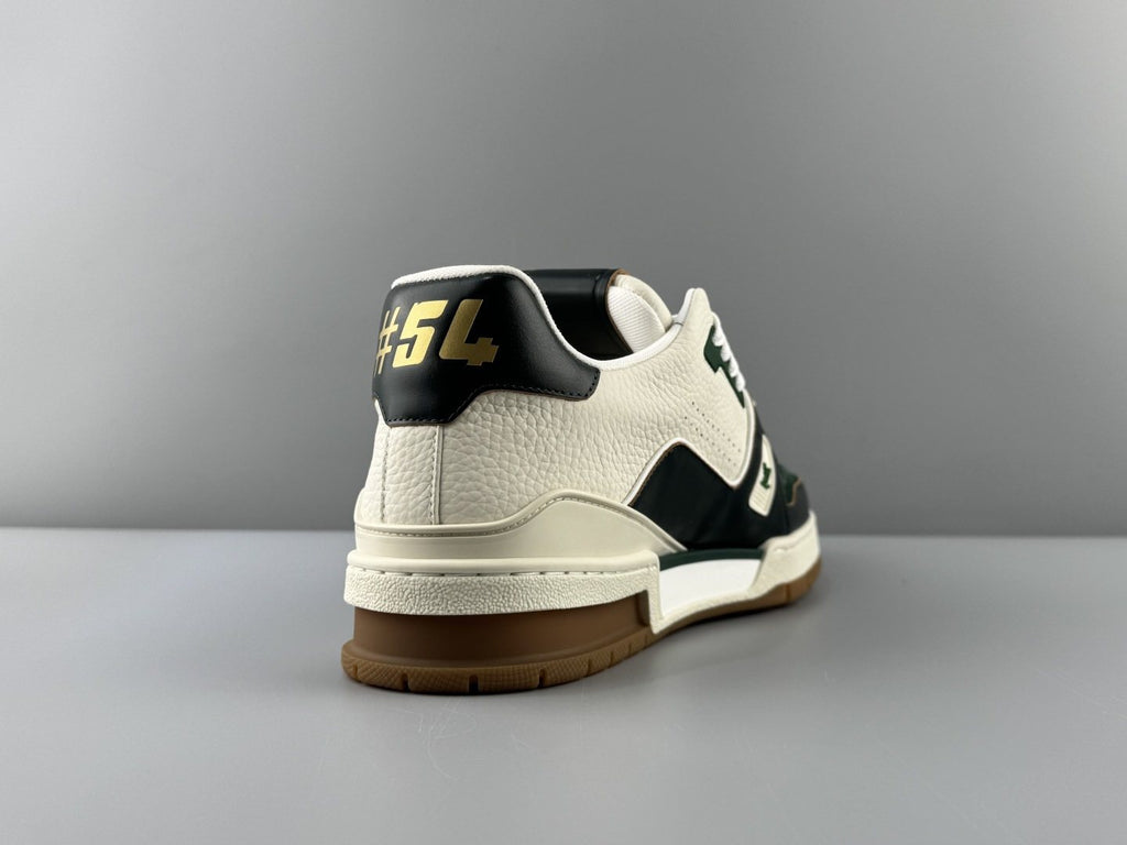 Louis Vuitton White, Green & Black Trainer Sneaker — back